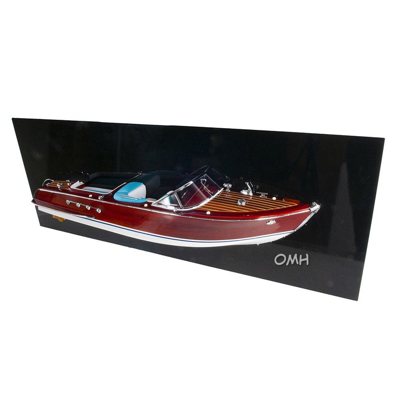 Riva Aquarama Half Hull Hand Painted Decorative Boat - Brown / Aqua