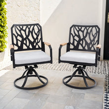 Load image into Gallery viewer, Outdoor Patio Swivel Rocker With Outdoor Grade Sunbrella Cushions, Branch Like Backrest (Set of 2) - Bourbon Brown
