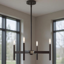 Load image into Gallery viewer, 20" Four Light Dimmable Chandelier With Shades - Bronze
