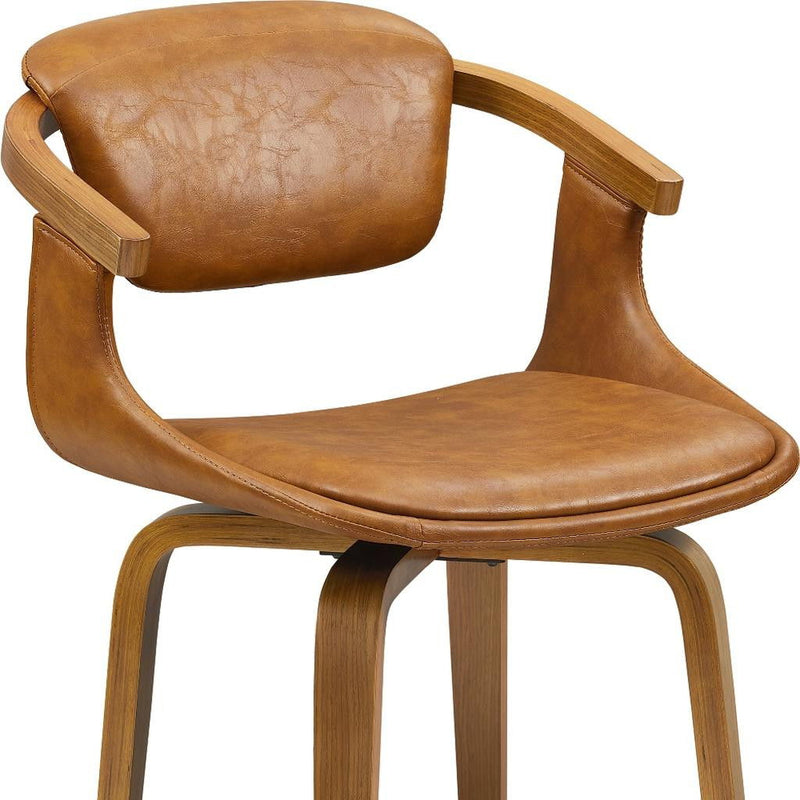 Upholstered Faux Leather Dining Arm Chair - Light Brown