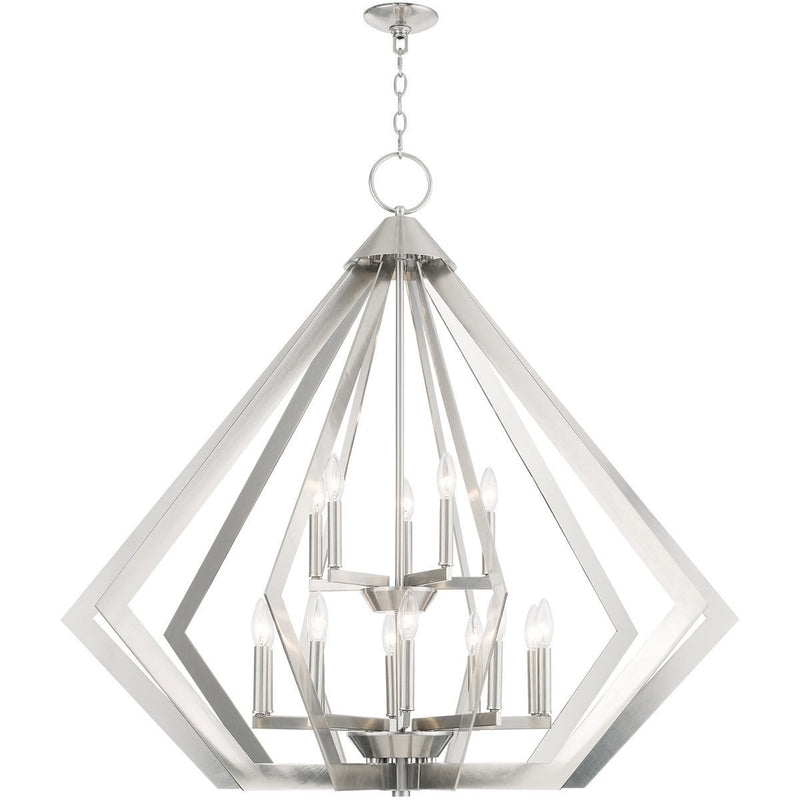 41" Multi Light Dimmable Chandelier With Shades - Nickel