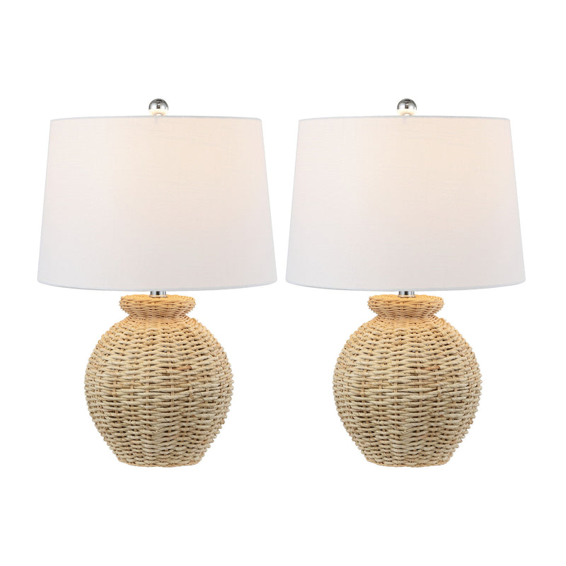 Round Table Lamps LED With Empire Shades (Set of 2) - Brown