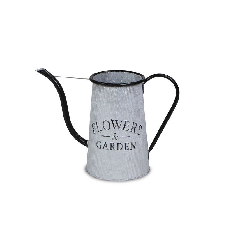 Galvanized Flowers Garden Decorative Watering Can - Black / Gray