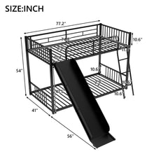 Load image into Gallery viewer, Metal Bunk Bed with Slide, Twin over Twin, Black
