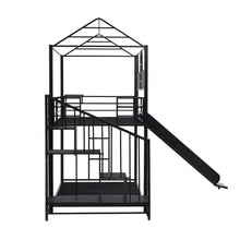 Load image into Gallery viewer, Metal bunk bed with slide and steps
