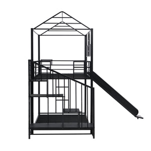 Metal bunk bed with slide and steps