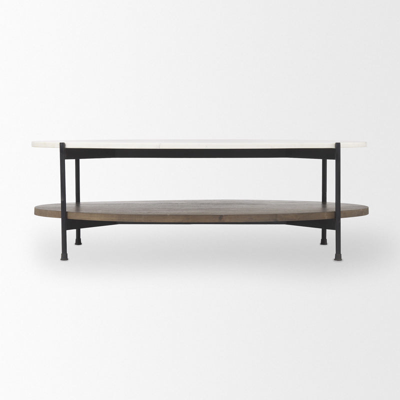 Oval Coffee Table - White / Brown / Stone