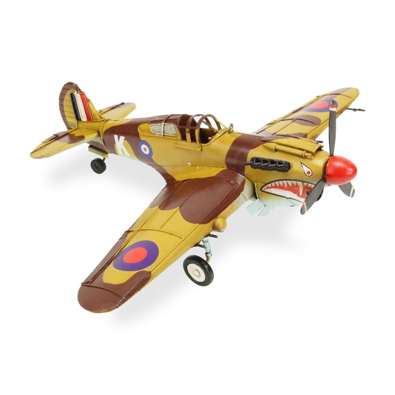 Hand Painted 1941's P-40 Fighter Model Airplane - Yellow / Brown