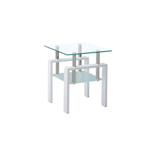 Load image into Gallery viewer, Glass And Metal Square End Tables With Shelf (Set of 2) - Clear / White
