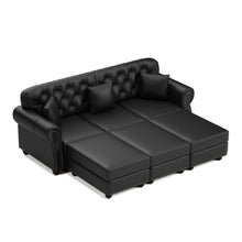 Load image into Gallery viewer, Upholstered Sofa With Nailhead Trim, Rolled Armrests With Ottoman
