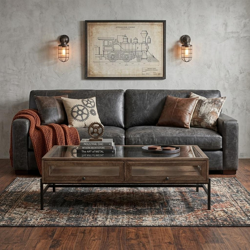 Mirrored Frame Coffee Table (727835) - Clear / Black