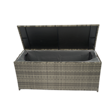 Load image into Gallery viewer, Outdoor Storage Box, 113 Gallon Wicker Patio Deck Boxes with Lid, Outdoor Cushion Storage for Kids Toys, Pillows, Towel Grey Wicker
