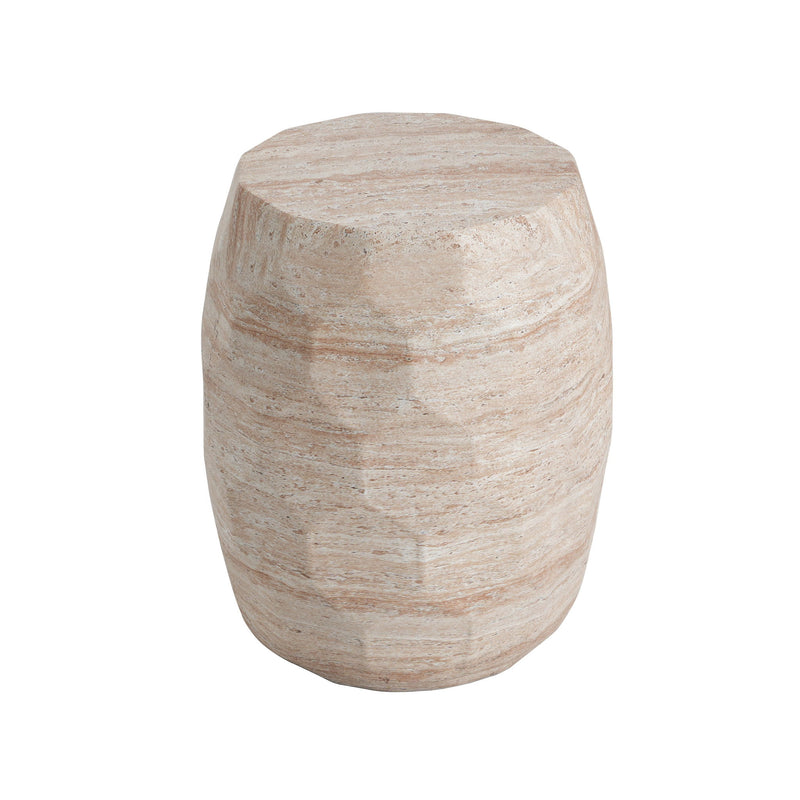Travertine Lightweight Concrete Side Table For Indoor / Outdoor Use - Beige