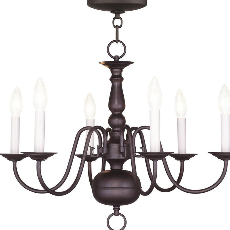 18'' Six Light Dimmable Chandelier With Shades - Bronze