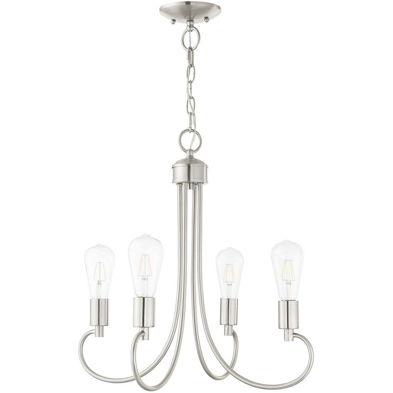 20" Four-Light Dimmable Chandelier With Shades - Nickel