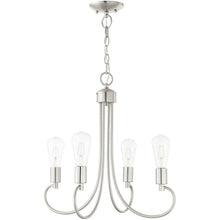 Load image into Gallery viewer, 20" Four-Light Dimmable Chandelier With Shades - Nickel
