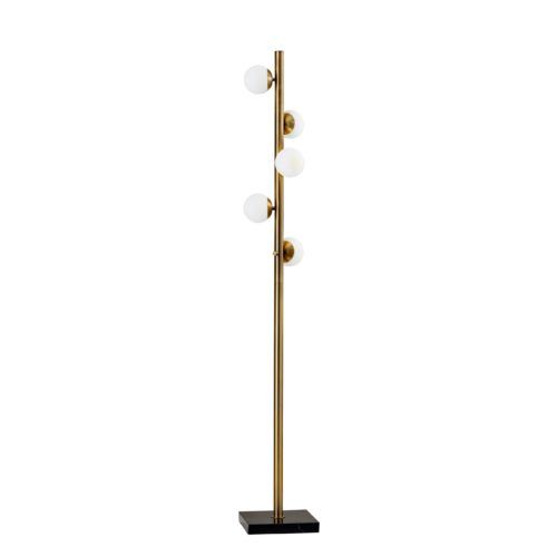 Swirled Sphere Metal LED Floor Lamp - Brass