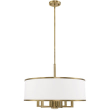 Load image into Gallery viewer, 20" Seven Light Dimmable Chandelier With Shades - Antiqued Brass
