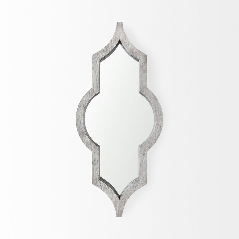 Solid Wood Abstract Framed Accent Mirror - White