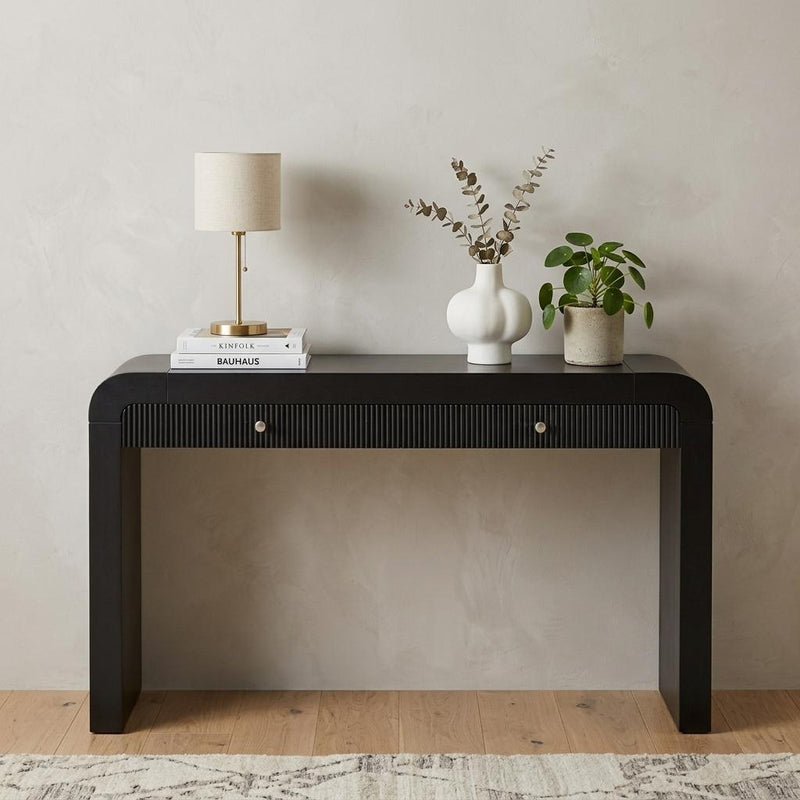 Double Pedestal Console Table With Two Drawers (738120) - Black
