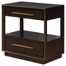 Load image into Gallery viewer, 2 Drawer Nightstand With Trim And USB Charging - Brown

