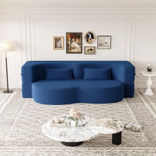 Load image into Gallery viewer, Modern Floor Sofa, With 2 Pillows, Convertible Teddy Fabric Foam Filled Bed
