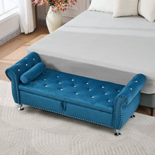 Load image into Gallery viewer, Storage Bench With Crystal Buttons And 1 Pillow For Bedroom
