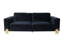 Load image into Gallery viewer, Velvet Sofa With Gold Legs - Black

