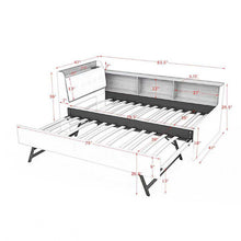 Load image into Gallery viewer, Upholstered Daybed With Storage Headboard, Wireless Charging, LED Lights
