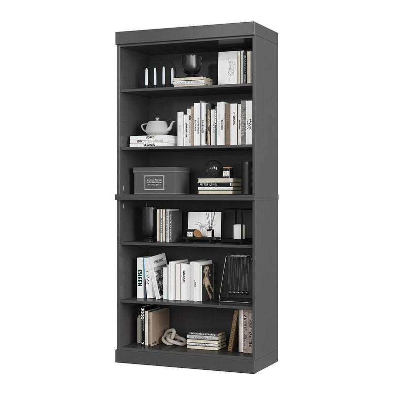 Adjustable Six Tier Library Bookcase - Gray
