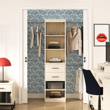 Load image into Gallery viewer, Kelly - 5 Shelf 2 Drawer Closet Organizer With 3 Adjustable Hanging Rods - Ivory
