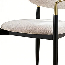 Load image into Gallery viewer, Faux Linen Dining Arm Chair - Beige / Black / Gold

