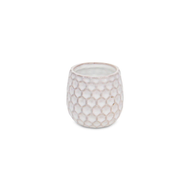 Geometric Round Pot Planter - White