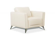 Load image into Gallery viewer, Genuine Leather And Black Arm Chair 35" - Cream
