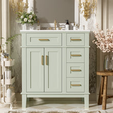 Load image into Gallery viewer, Modern Bathroom Vanity With Ceramic Sink, Soft Close Storage Cabinet
