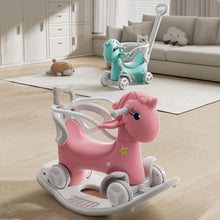 Load image into Gallery viewer, Unicorn Rocking Horse For Toddlers, Ride On Toy With Push Handle And Balance Board - Pink
