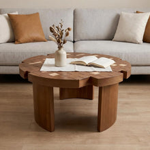 Load image into Gallery viewer, Round End Table For Living Room - Brown / Yellow
