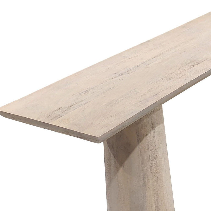 72" Solid Wood Distressed Double Pedestal Console Table - Natural
