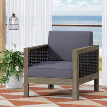 Load image into Gallery viewer, Outdoor Acacia Wood Club Chair With Wicker Accents

