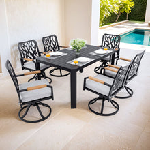Load image into Gallery viewer, Outdoor Patio Furniture Dining Set With Sunbrella Fabric, Rectangular Table With Umbrella Hole
