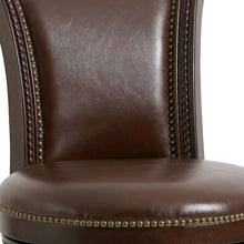 Load image into Gallery viewer, Faux Leather And Solid Wood Swivel Counter Height Bar Chair - Dark Brown
