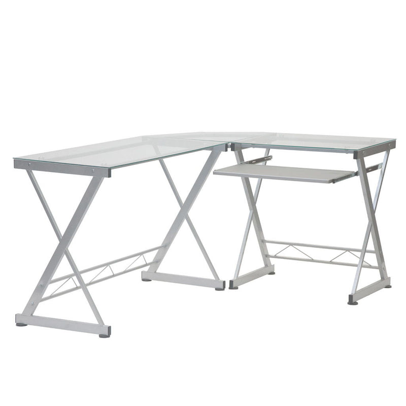 Stainless Corner Computer Desk - Clear