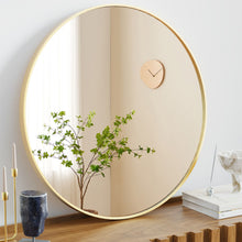 Load image into Gallery viewer, Metal Round Framed Bathroom Vanity Mirror - Gold
