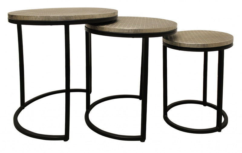 Round Nested Tables (Set of 3) - Black And Silver