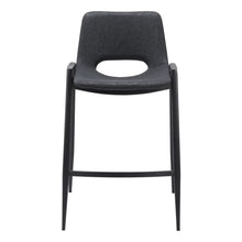 Load image into Gallery viewer, 26" Modern Faux Leather And Steel Low Back Counter Height Bar Chairs (Set of 2) - Black
