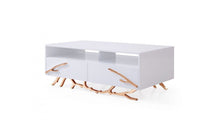 Load image into Gallery viewer, Rectangular Coffee Table With Two Drawers And Two Shelves - Rosegold And White
