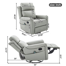 Load image into Gallery viewer, Manual Recliner Swivel Rocking Chair With 8 Point Massage And Heating
