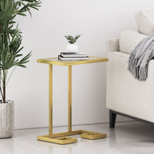 Load image into Gallery viewer, Modern Glam C Shaped End Table With Tempered Glass Top - Gold
