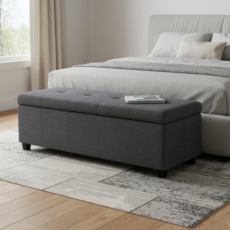 Storage Ottoman - Slate Gray / Dark Brown