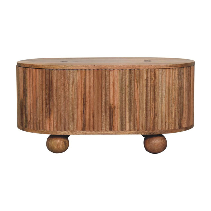 Solid Wood Round Solid Coffee Table With Drawer - Brown